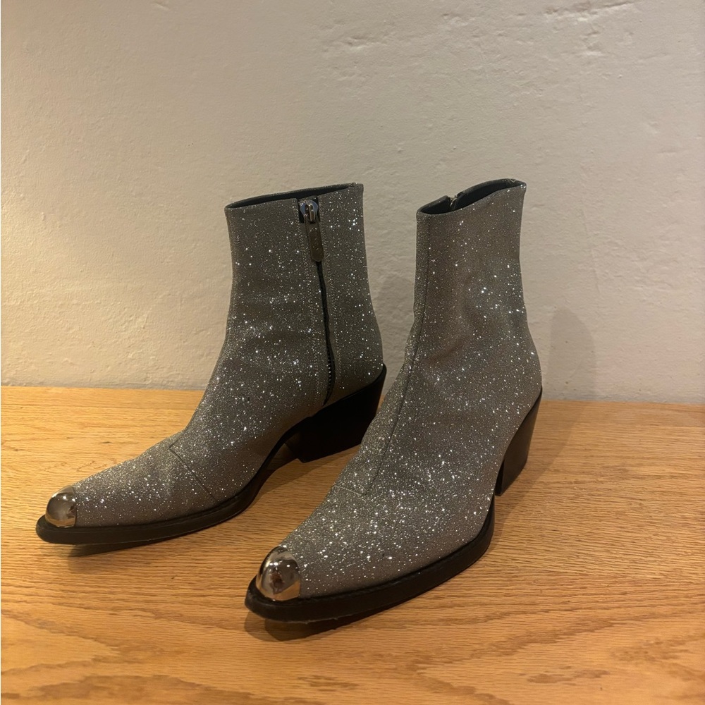 Calvin Klein 205W39NYC Silver Glitter Ankle Boots